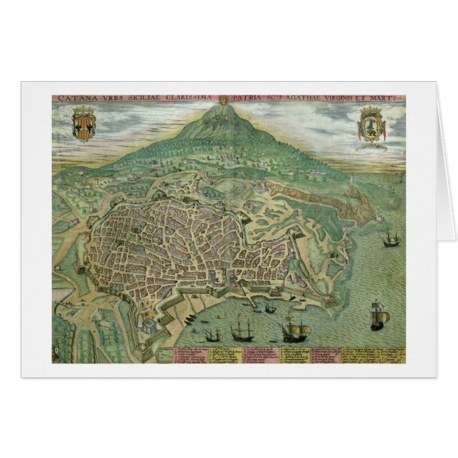 Carte de Catane, de "Civitates Orbis Terrarum" par (Devant horizontal)