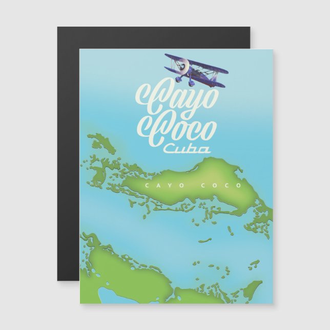 Carte de Cayo Coco Cuba de style vintage. (Devant / Derrière)