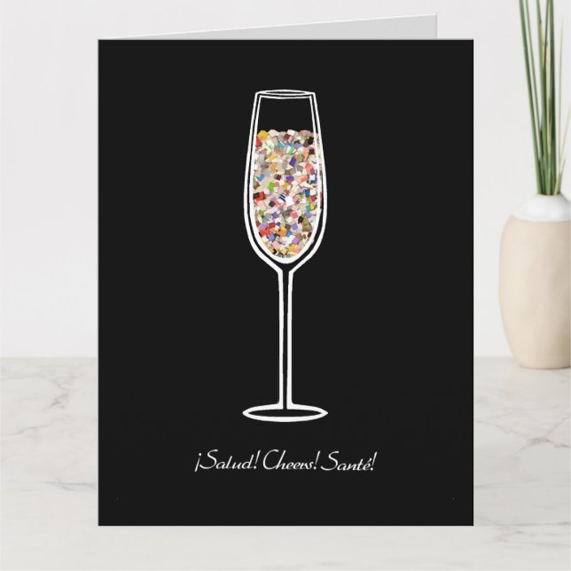 Carte de célébration avec verre de champagne et co (Devant)