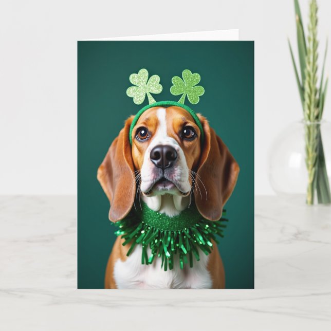 Carte de célébration Beagle Shamrock (Devant)