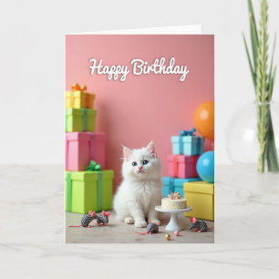 Carte de célébration de chaton rose