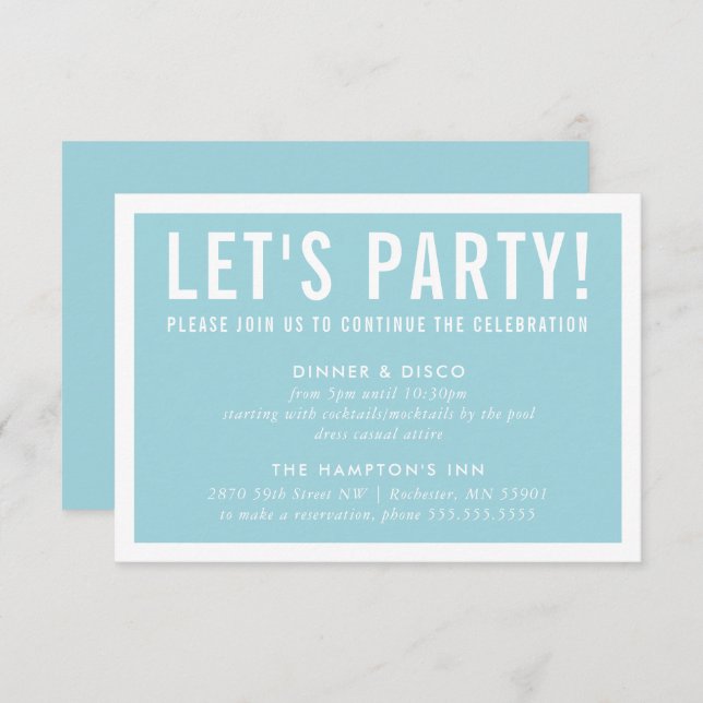 CARTE DE CÉLÉBRATION DE FÊTE bloc moderne turquois (Devant / Derrière)