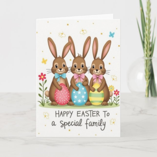 Carte de célébration de la famille lapin (Devant)