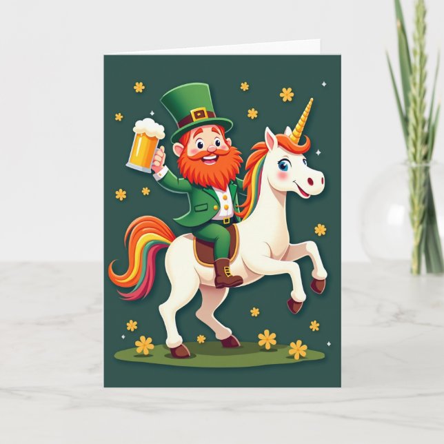 Carte de célébration de la licorne chanceuse (Devant)