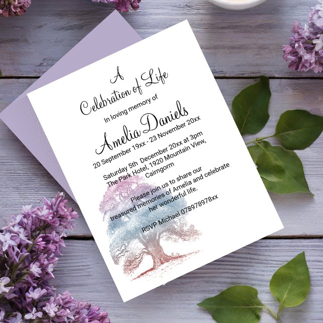 Carte de célébration de la vie du chêne lilac (Créateur téléchargé)