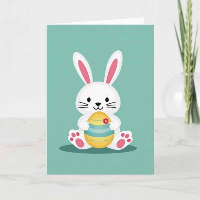 Carte de célébration de lapin avec œuf (Devant)