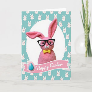 Carte de célébration de lapin rose