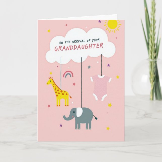Carte de célébration de l'arrivée d'une petite-fil (Devant)