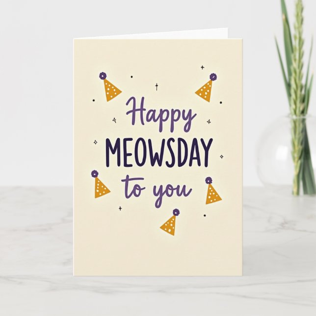 Carte de célébration de Meowsday douce (Devant)