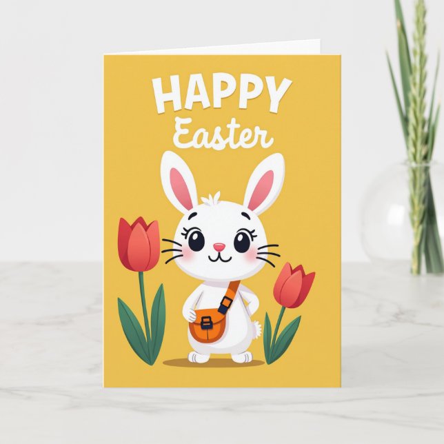Carte de célébration de tulipe de lapin (Devant)