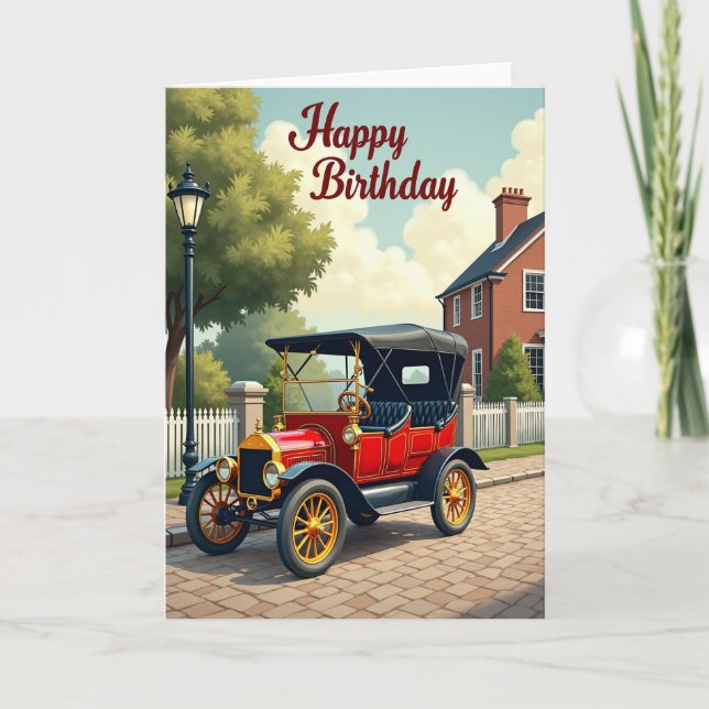 Carte de célébration de voiture rouge (Devant)