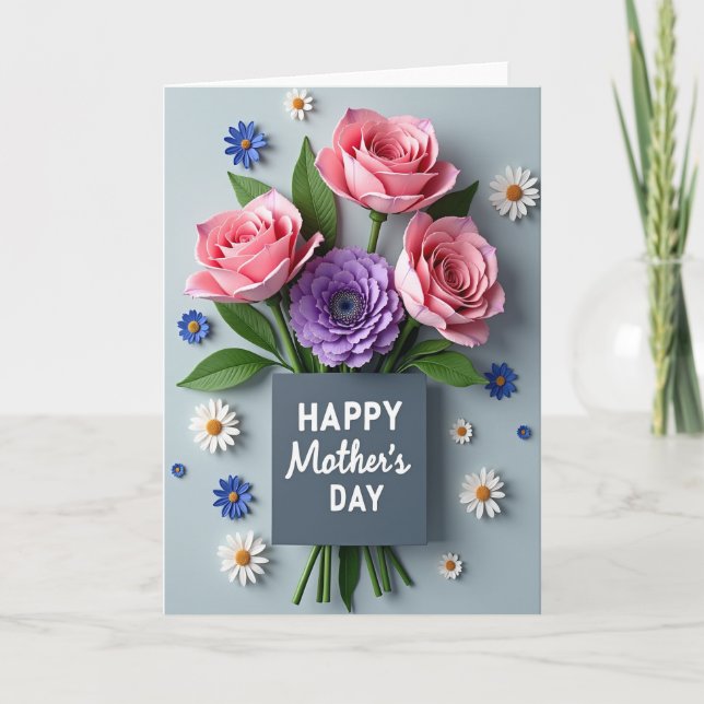 Carte de célébration des floraisons roses (Devant)