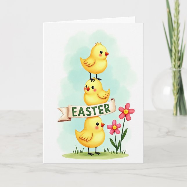 Carte de célébration des petits oiseaux duveteux (Devant)
