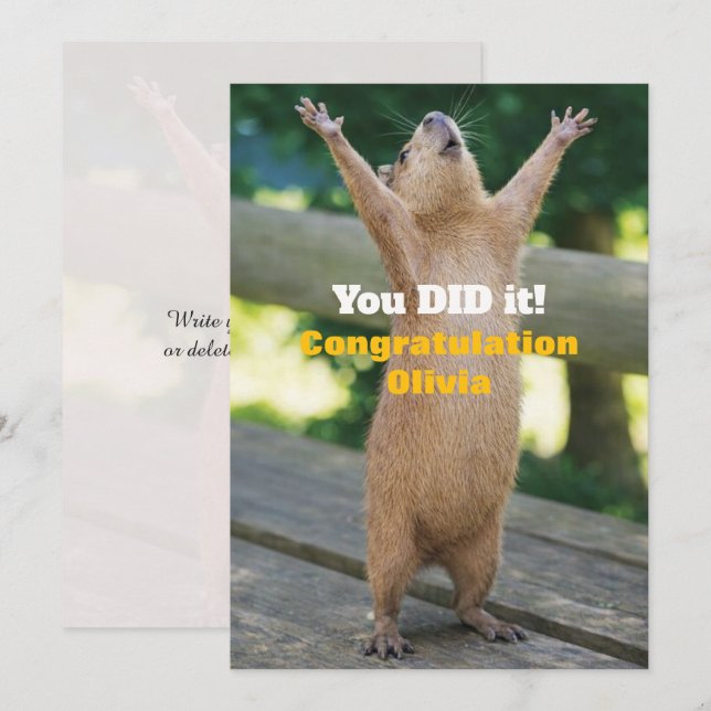 Carte de célébration du capybara – Félicitations p (Devant / Derrière)