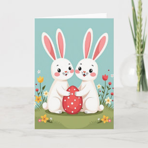 Carte de célébration du lapin et de l'œuf