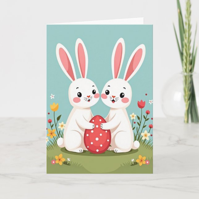 Carte de célébration du lapin et de l'œuf (Devant)