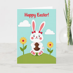 Carte de célébration Lapin au nœud rouge