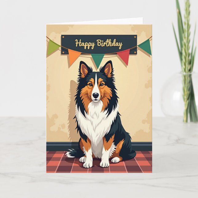 Carte de célébration pour chiot tricolore (Devant)