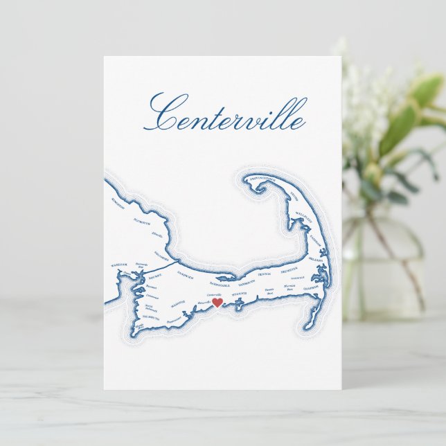 Carte de Centerville Cape Cod pour nom de table de (Debout devant)
