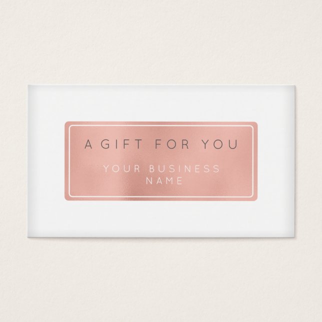 Carte de certificat cadeau Customisée Rose Gold (Devant)