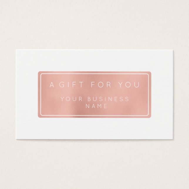 Carte de certificat cadeau Customisée Rose Gold (Devant)
