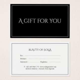 Carte de Certificat Cadeau Élégant Noir pour Entre