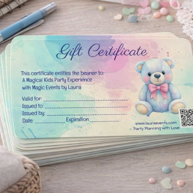 Carte de certificat-cadeau pour une fête d'enfants (Créateur téléchargé)