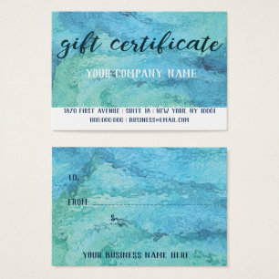 Carte de certificat cadeau puissant, 3,5 pouces x 