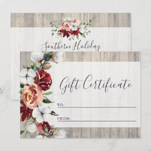 Carte de certificat-cadeau Rustic Wood Southern Co