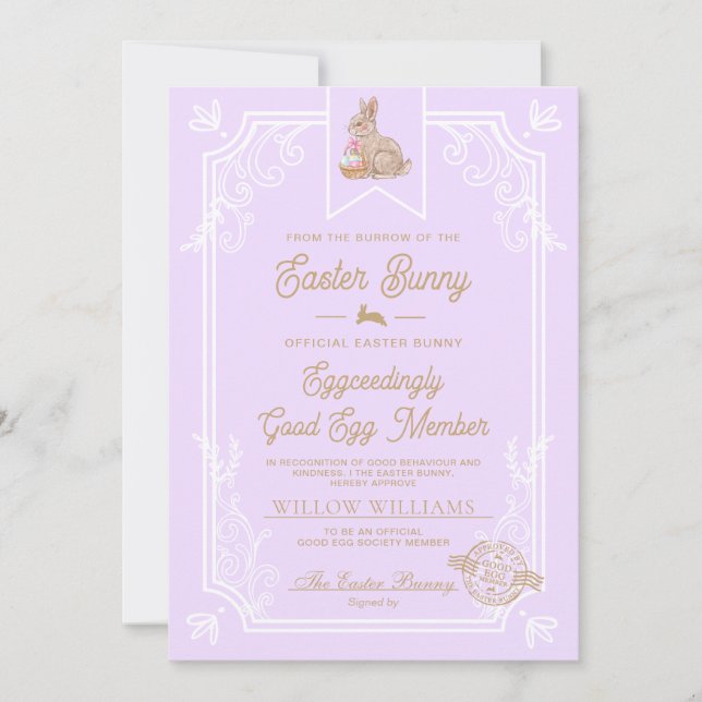 Carte de certificat de membre Purple Easter Good E (Devant)