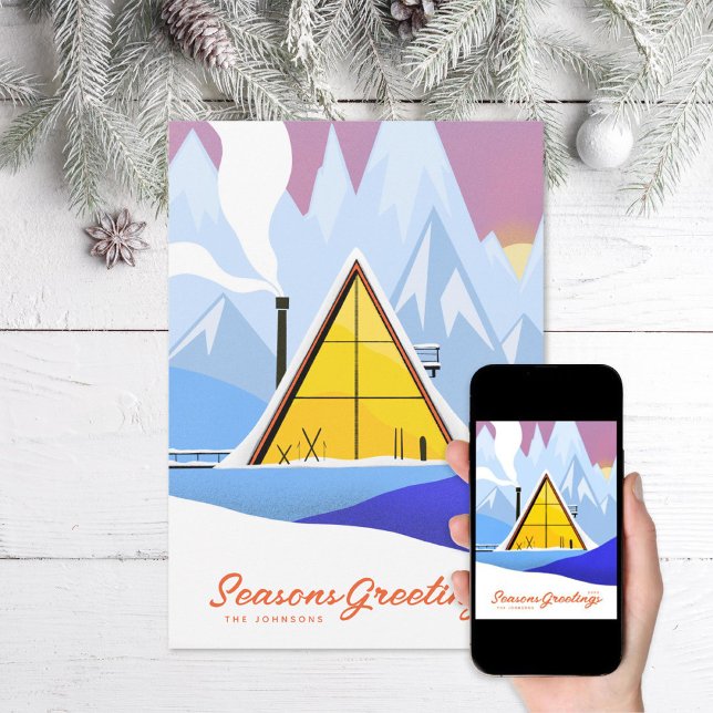 Carte de chalet de ski A Frame hivernale Photo rét (Créateur téléchargé)