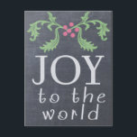 CARTE DE CHALKBOARD REGARDER Carte de Noël<br><div class="desc">Joie au monde ! Carte de style tableau de bord cool. Disponible sur deux tailles de cartes avec enveloppes, ou sur cartes postales. Achetez un ou cent ou plus ! Lorsque vous achetez en vrac, vous économisez. Entièrement personnalisable, ajoutez un message d'accueil, personnalisez le contenu de votre coeur. De Scarribaby...</div>