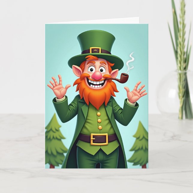 Carte de Chance Irlandaise du Leprechaun Vert (Devant)