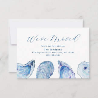 Carte de Changement d'Adresse Aquarelle Bleu Huîtr
