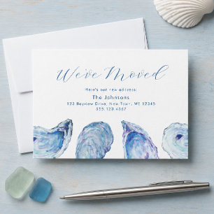 Carte de Changement d'Adresse Aquarelle Bleu Huîtr