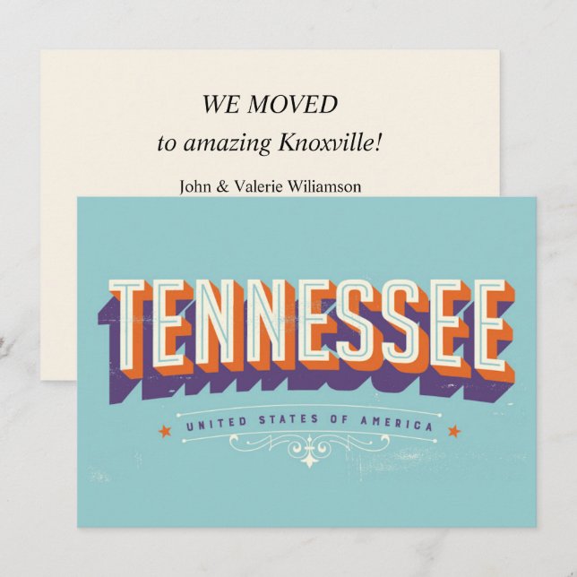 Carte de changement d'adresse du Tennessee (Devant / Derrière)