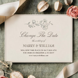 Carte de Changement de Date de Mariage Florale Min