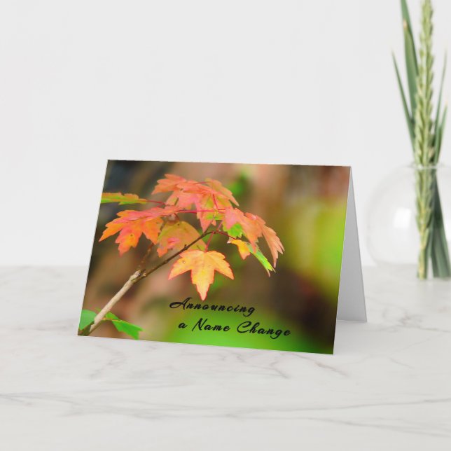 Carte de changement de nom avec feuilles d'automne (Devant)