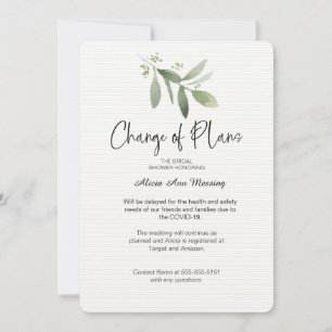 Carte de changement de régime du wedding shower