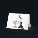 carte de chanukah (Hanoukka)<br><div class="desc">schnauzer s de carte de chanukah (Hanoukka) allumant le menorah</div>