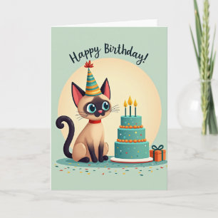 Carte de Chapeau d'Anniversaire de Chat Fantaisist