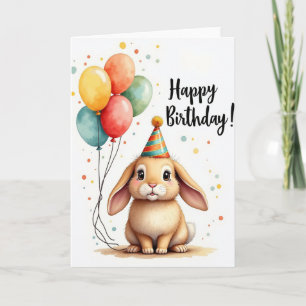 Carte de Chapeau de Fête de Lapin Mignon