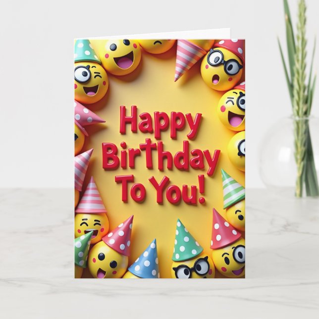 Carte de chapeau de fête jaune vibrant (Devant)