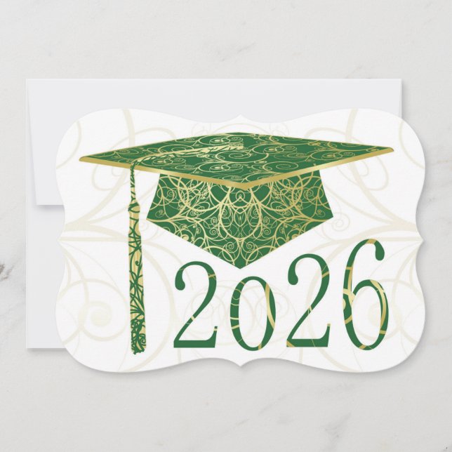 Carte de chapeau floral vert et or 2026 (Devant)