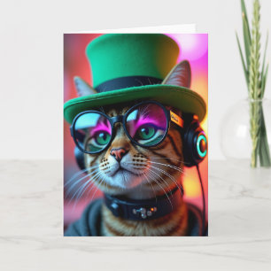 Carte de Chapeau Haut de Forme et Lunettes de Chat