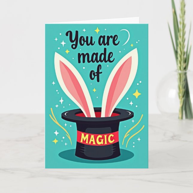 Carte de Chapeau Magique d'Anniversaire (Devant)