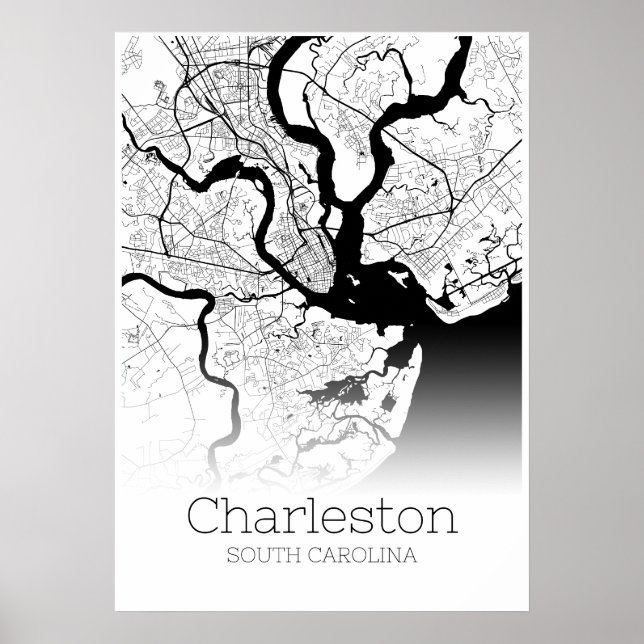 Carte de Charleston - Caroline du Sud - Poster de  (Devant)