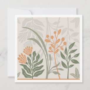 Carte de charme botanique folk vert et orange