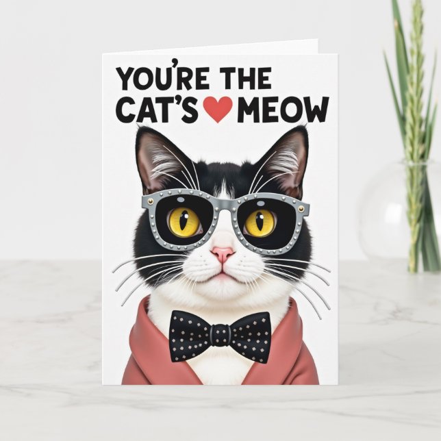Carte de chat à nœud papillon tacheté (Devant)