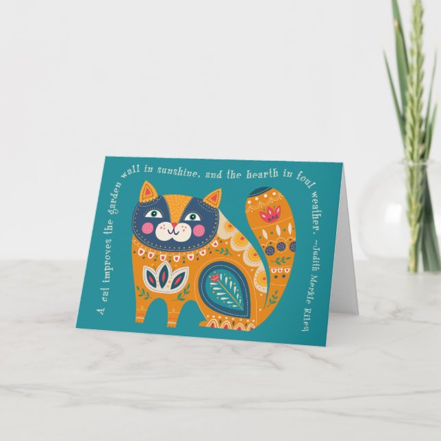 Carte de chat Boho avec devis (Devant)
